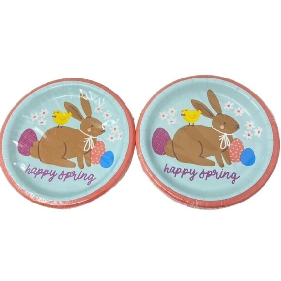 Target 2-Pack 20ct Easter Paper Snack Plates Happy Spring Rabbit Spritz™ E3 - Picture 1 of 4